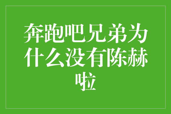 奔跑吧兄弟为什么没有陈赫啦