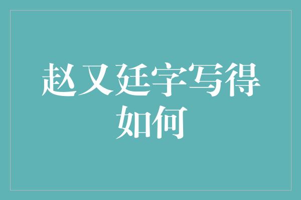 赵又廷字写得如何