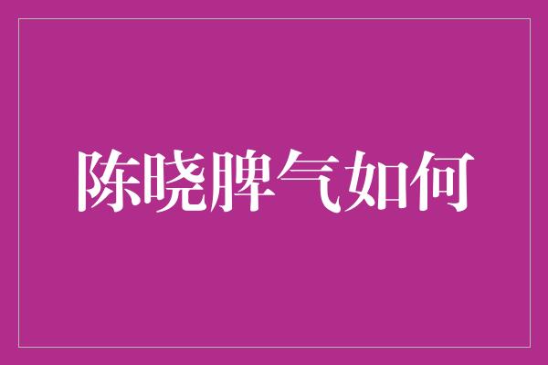 陈晓脾气如何