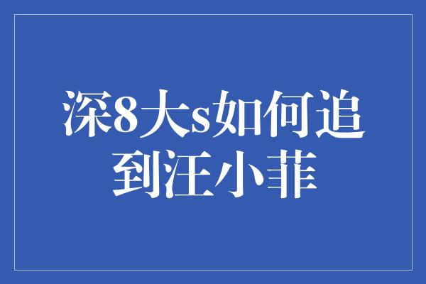 深8大s如何追到汪小菲