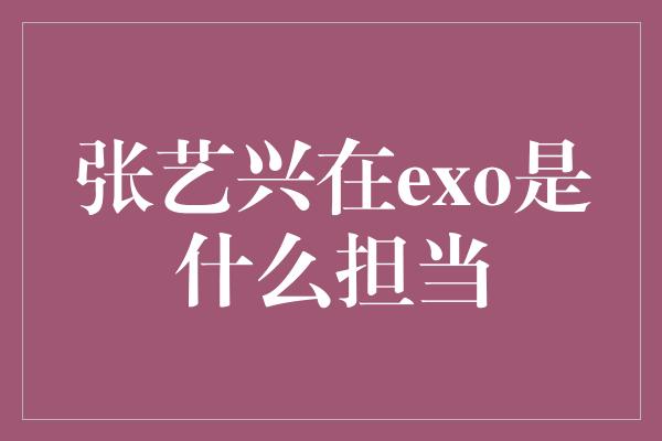 张艺兴在exo是什么担当