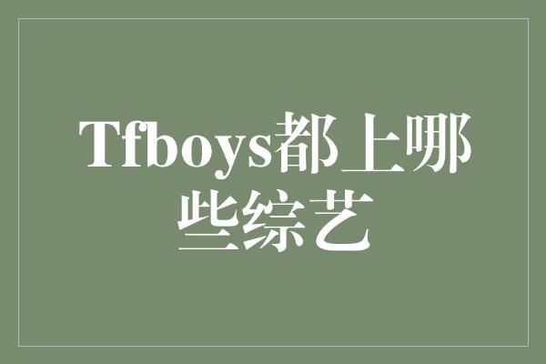 Tfboys都上哪些综艺