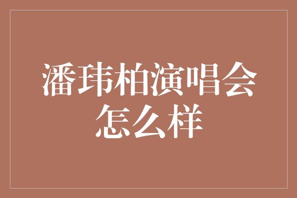 潘玮柏演唱会怎么样