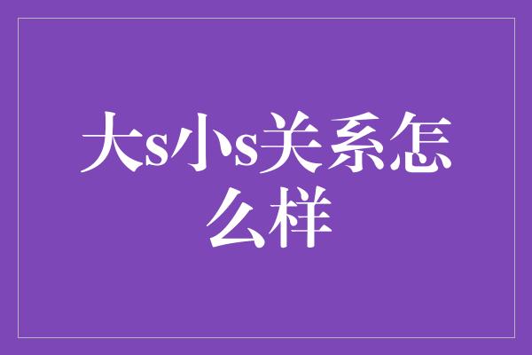 大s小s关系怎么样