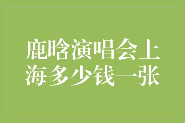 鹿晗演唱会上海多少钱一张