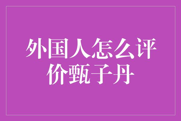 外国人怎么评价甄子丹