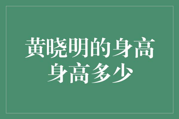 黄晓明的身高身高多少