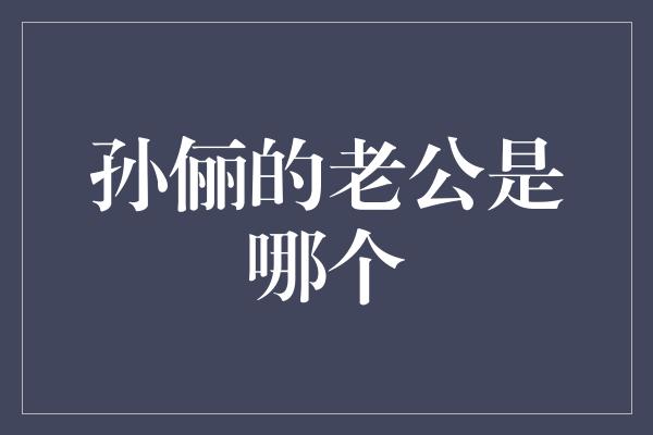 孙俪的老公是哪个