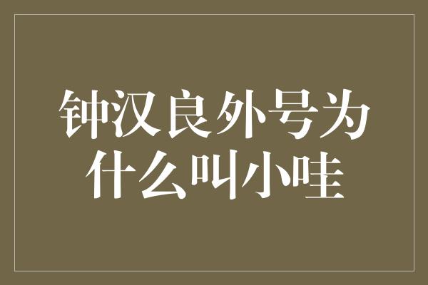 钟汉良外号为什么叫小哇