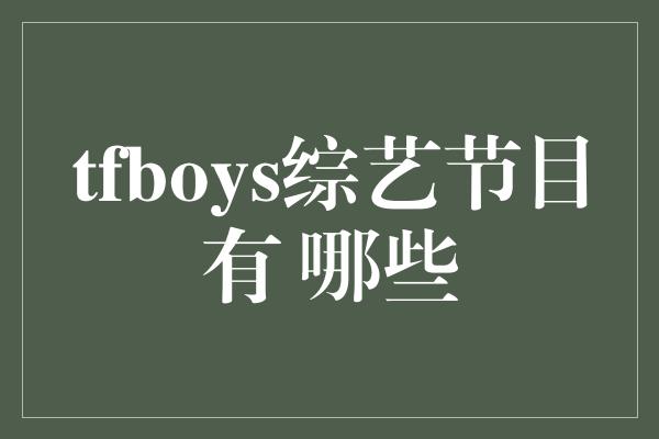 tfboys综艺节目有 哪些