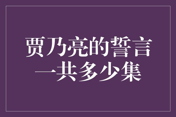 贾乃亮的誓言一共多少集