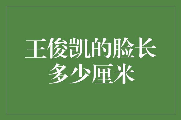 揭秘王俊凯的完美脸庞，你猜长多少厘米？