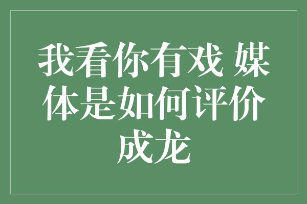 我看你有戏 媒体是如何评价成龙