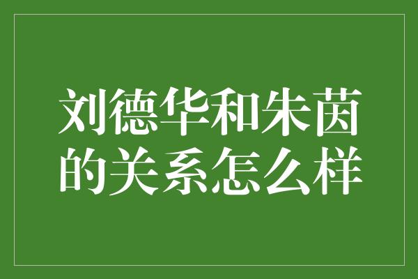 刘德华和朱茵的关系怎么样