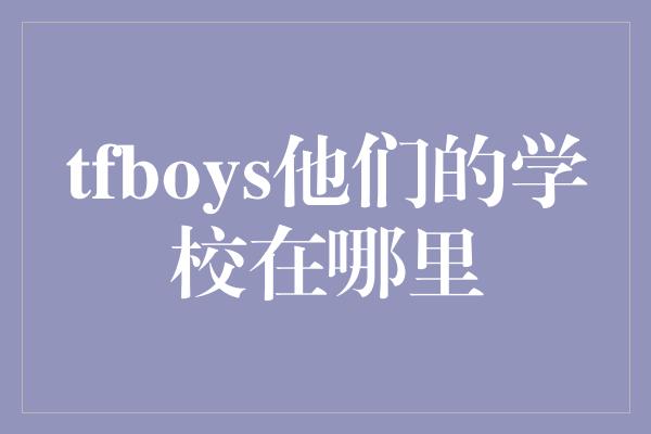 tfboys他们的学校在哪里