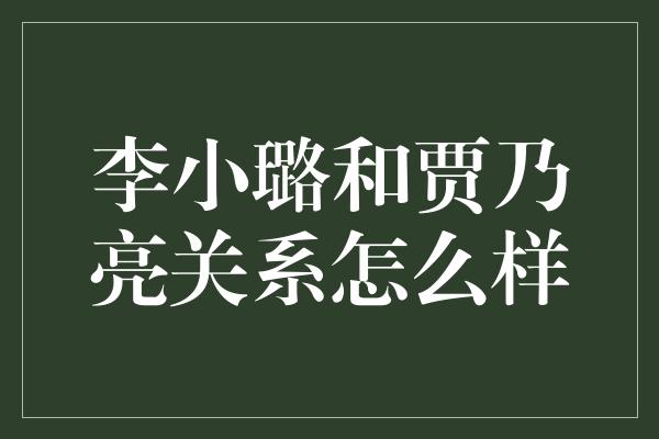 李小璐和贾乃亮关系怎么样