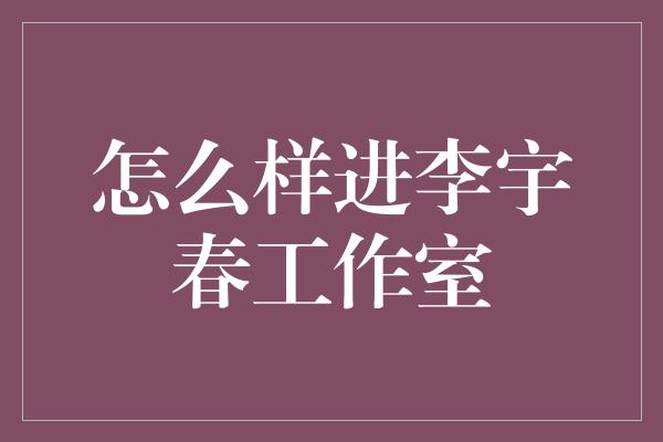 怎么样进李宇春工作室