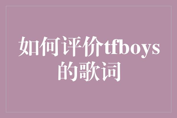 如何评价tfboys的歌词