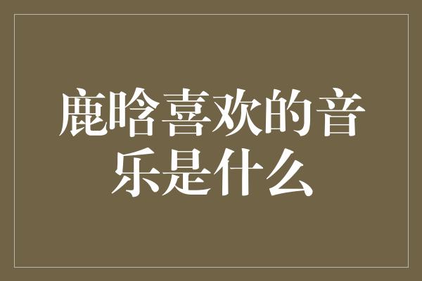 鹿晗喜欢的音乐是什么