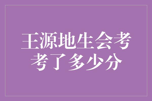 王源地生会考考了多少分