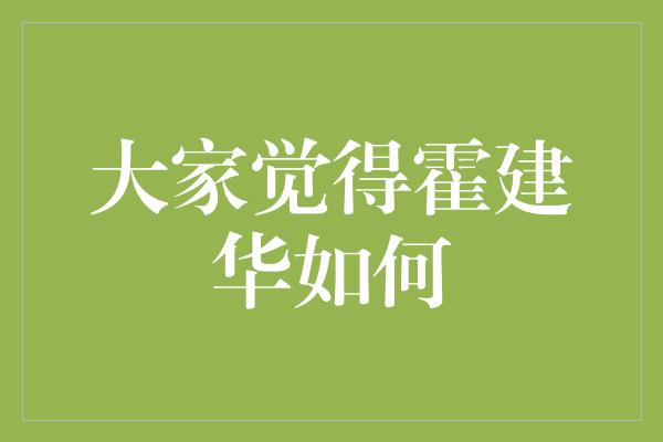 大家觉得霍建华如何