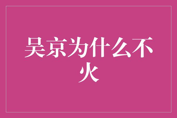 吴京为什么不火