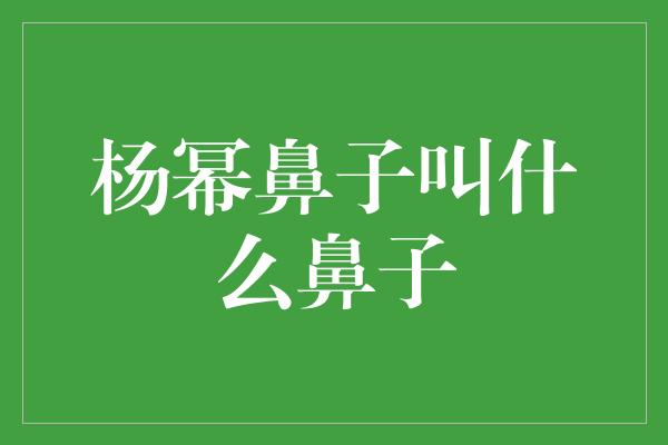 杨幂鼻子叫什么鼻子