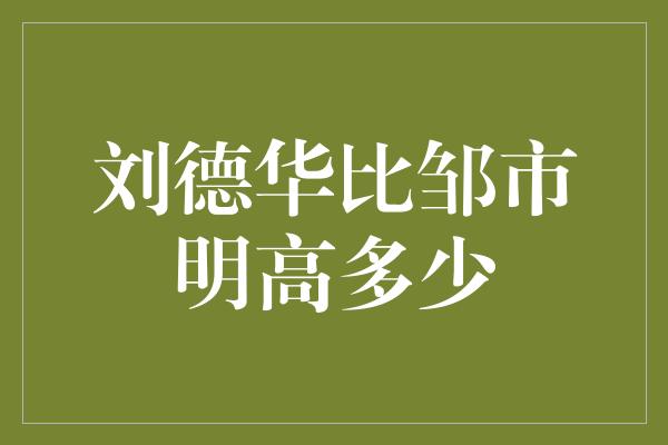 刘德华与邹市明的身高差距有多大？