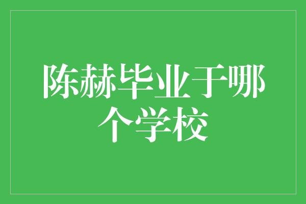 陈赫毕业于哪个学校