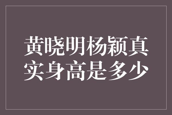 黄晓明杨颖真实身高是多少