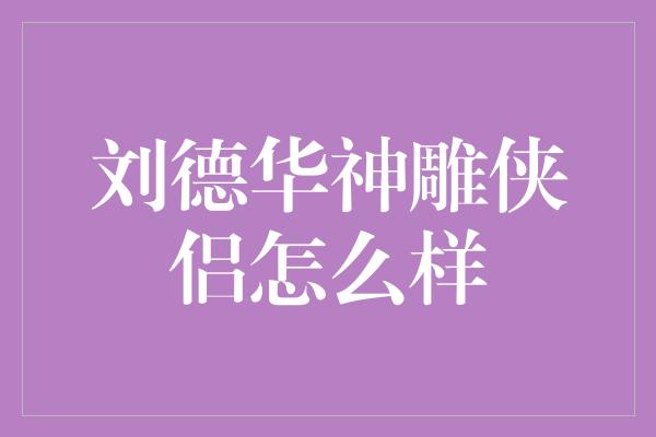 刘德华神雕侠侣怎么样