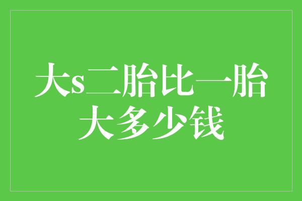 大S二胎：豪华生活的代价