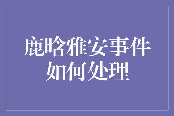 鹿晗雅安事件：应如何妥善处理？