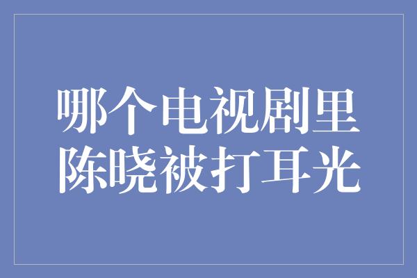 哪个电视剧里陈晓被打耳光