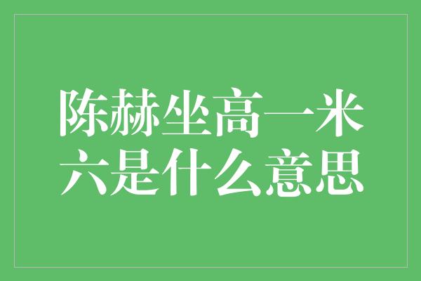 陈赫坐高一米六是什么意思