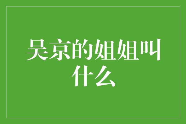 揭秘吴京姐姐的身份，她究竟是谁？