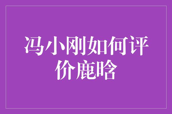 冯小刚评价鹿晗：一位多才多艺的新生代艺人