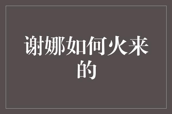 谢娜：从草根到明星的火爆转身