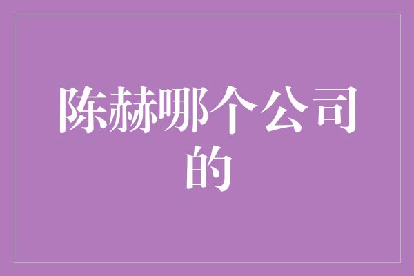 陈赫哪个公司的