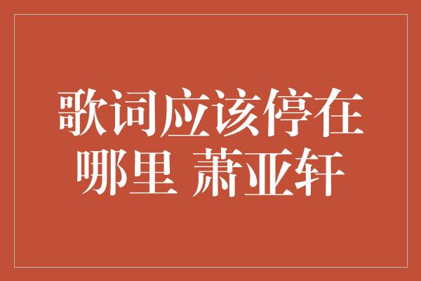 寻找停留的旋律——探讨萧亚轩的歌词艺术