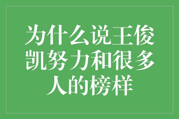 为什么说王俊凯努力和很多人的榜样