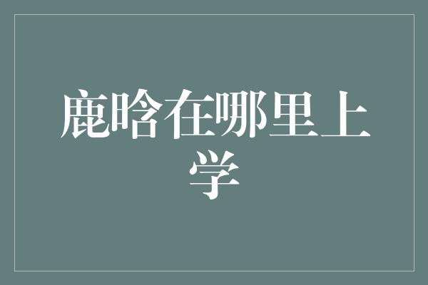 揭秘！鹿晗的校园岁月，他曾在哪里上学？