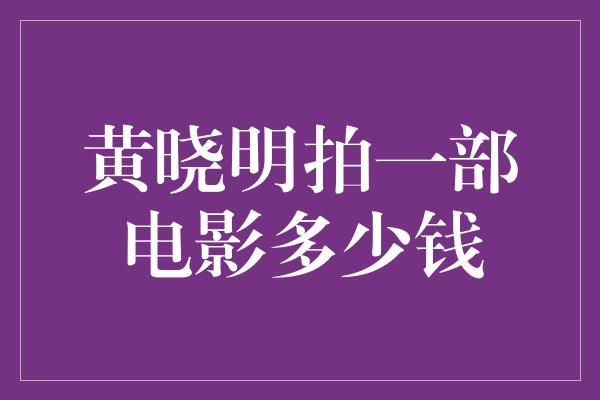 揭秘黄晓明电影拍摄费用，投资高达数千万元！