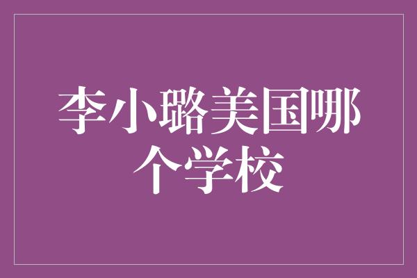 李小璐美国哪个学校