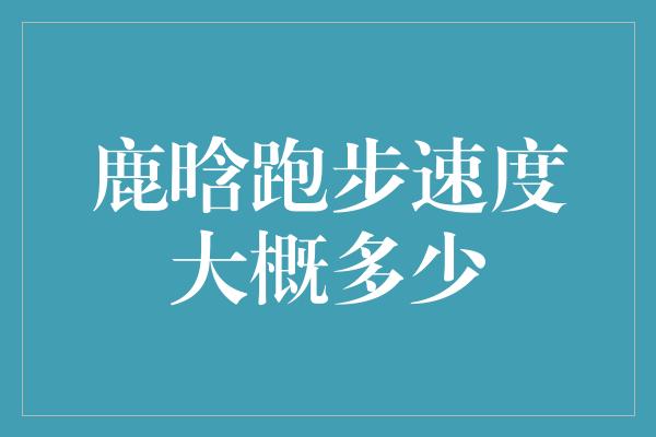 鹿晗跑步速度大概多少