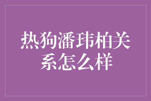 热狗潘玮柏关系怎么样