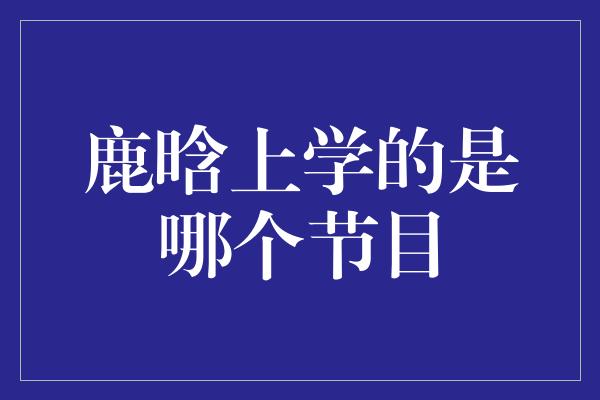 揭秘鹿晗的学业之谜：他参与的是哪个节目？