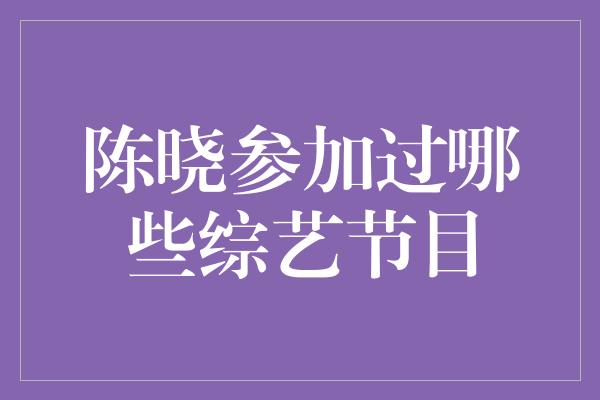 陈晓参加过哪些综艺节目