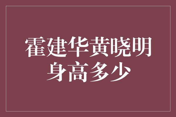 霍建华黄晓明身高多少