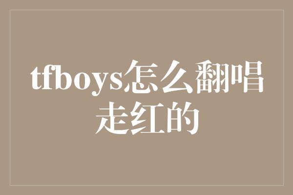 tfboys怎么翻唱走红的